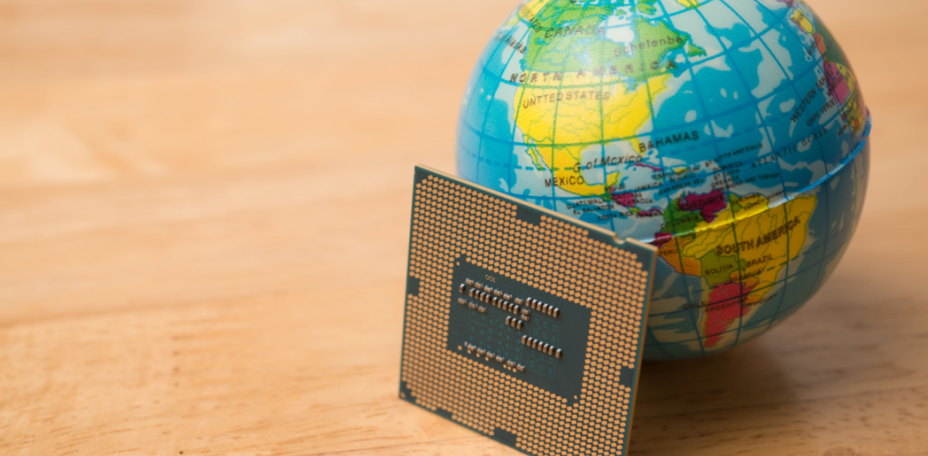 Central Processing Unit leaning against a globe