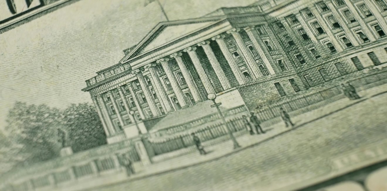 Dept of Treasury on 10 dollar bill