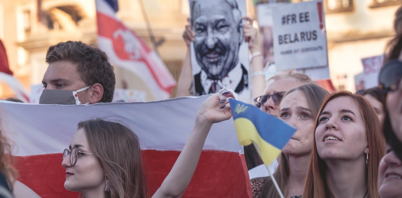 Belarus women at a protest