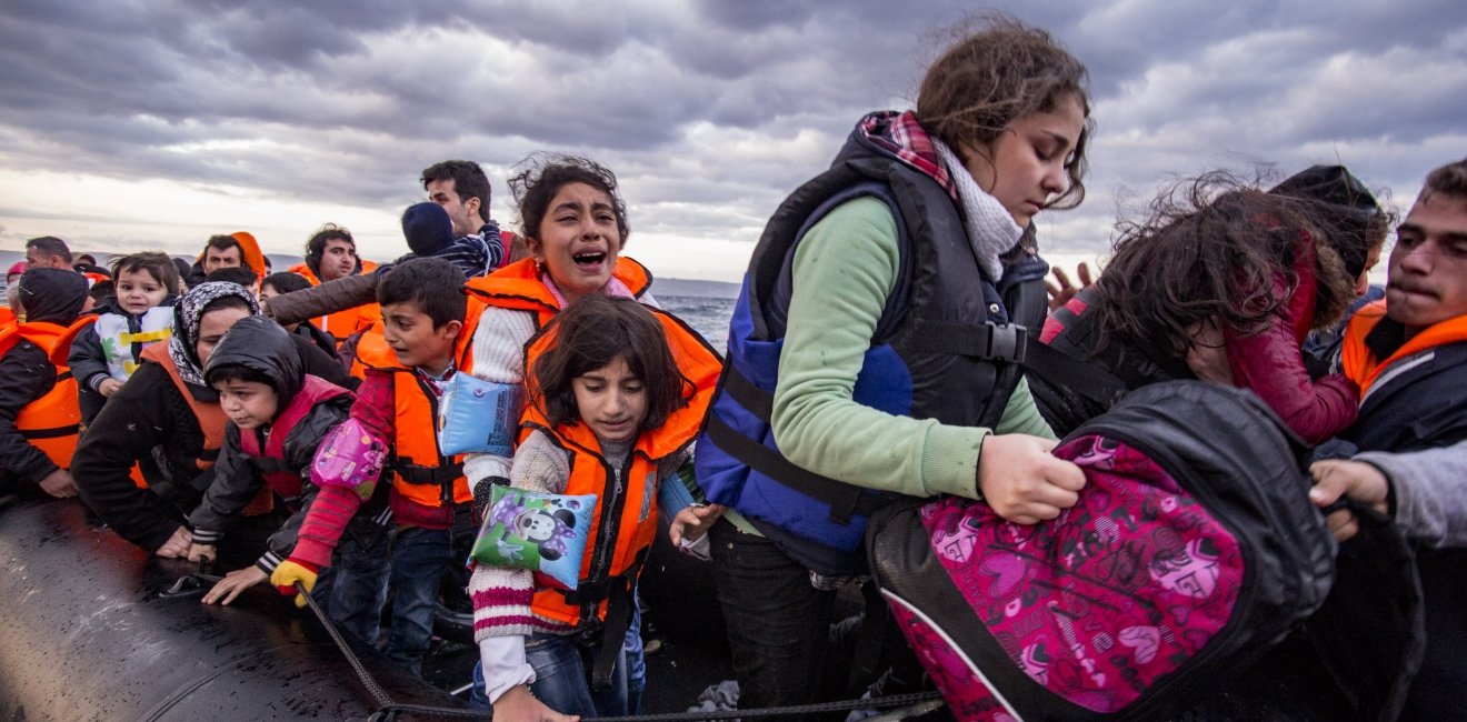 Refugees on a boat