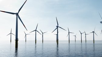 Offshore wind turbines in ocean