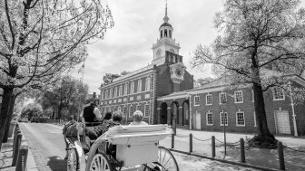 Independence Hall in black & white