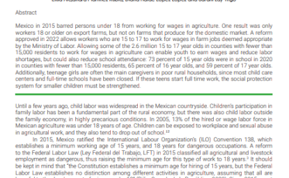 The New Minimum Working Age for Agricultural Labor in Mexico