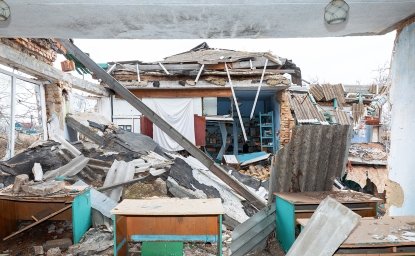 Destroyed school in Ukraine