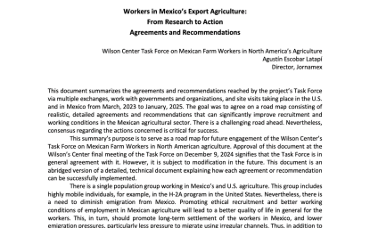 Workers in Mexico’s Export Agriculture: From Research to Action Agreements and Recommendations