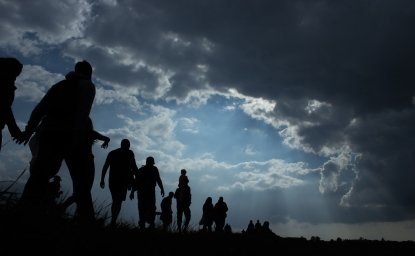 Silhouettes of migrants