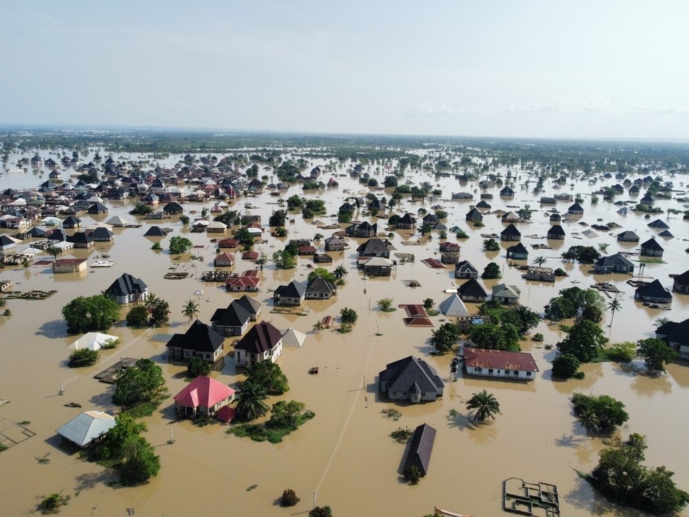 Flooding in a village in Nigeria