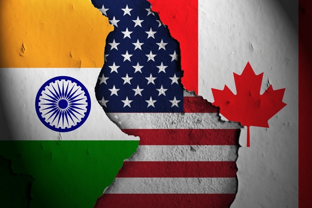 Canada, India, United States Flags