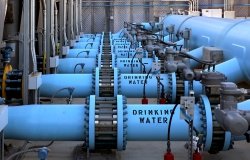 Image of blue desalination pipes