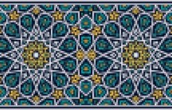 Mosaic design in blue and yellow