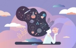 Vector image highlighting women's interest in science and technology