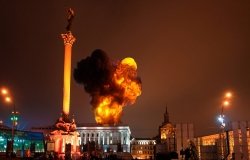 Missle explosion in Kyiv, February 24, 2022.